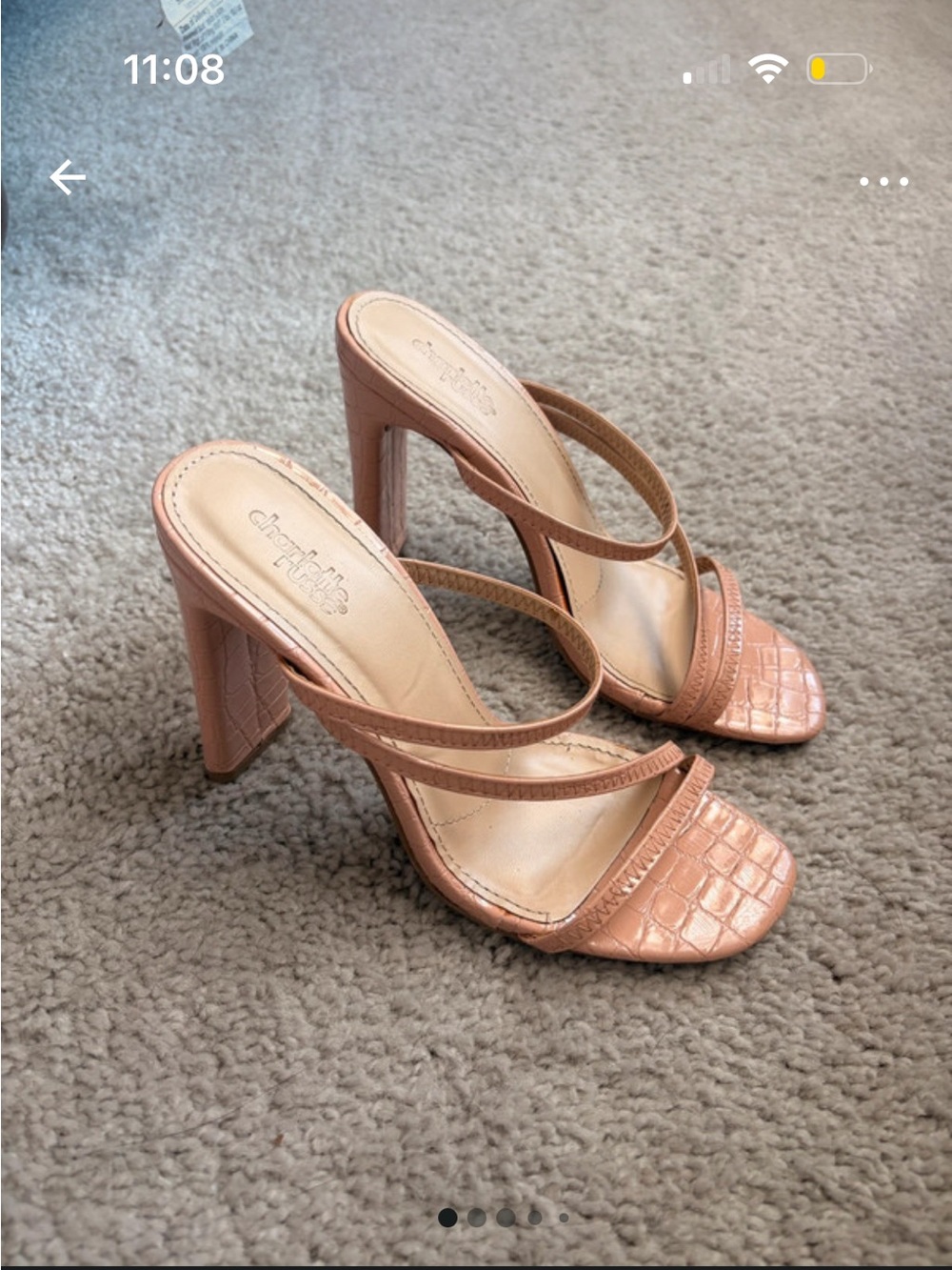 Croc-Embossed Strappy Heels in Blush